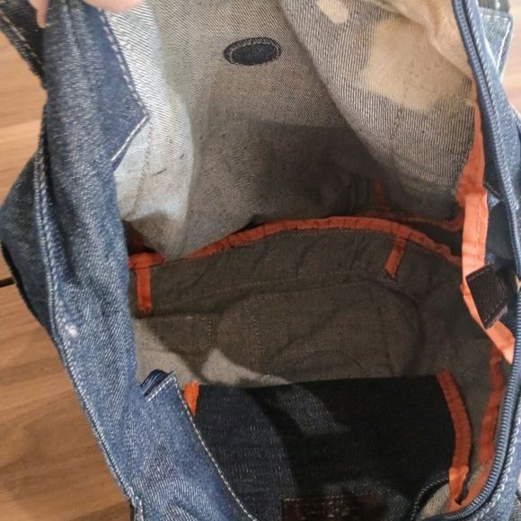 Chala Denim Tote with Brown & Cream Puppy Applique - Picture 10 of 13